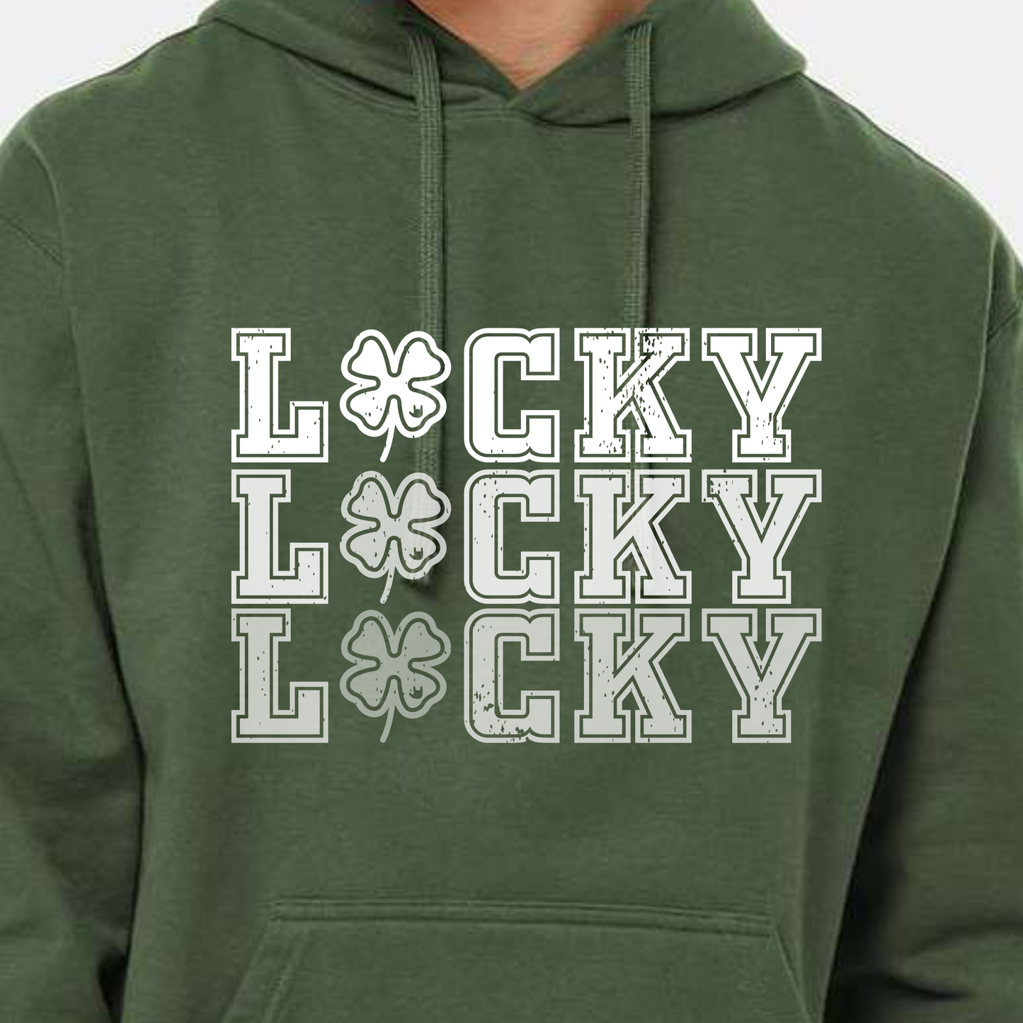 Hoodie Sweatshirt - LUCKY LUCKY LUCKY w/Clovers