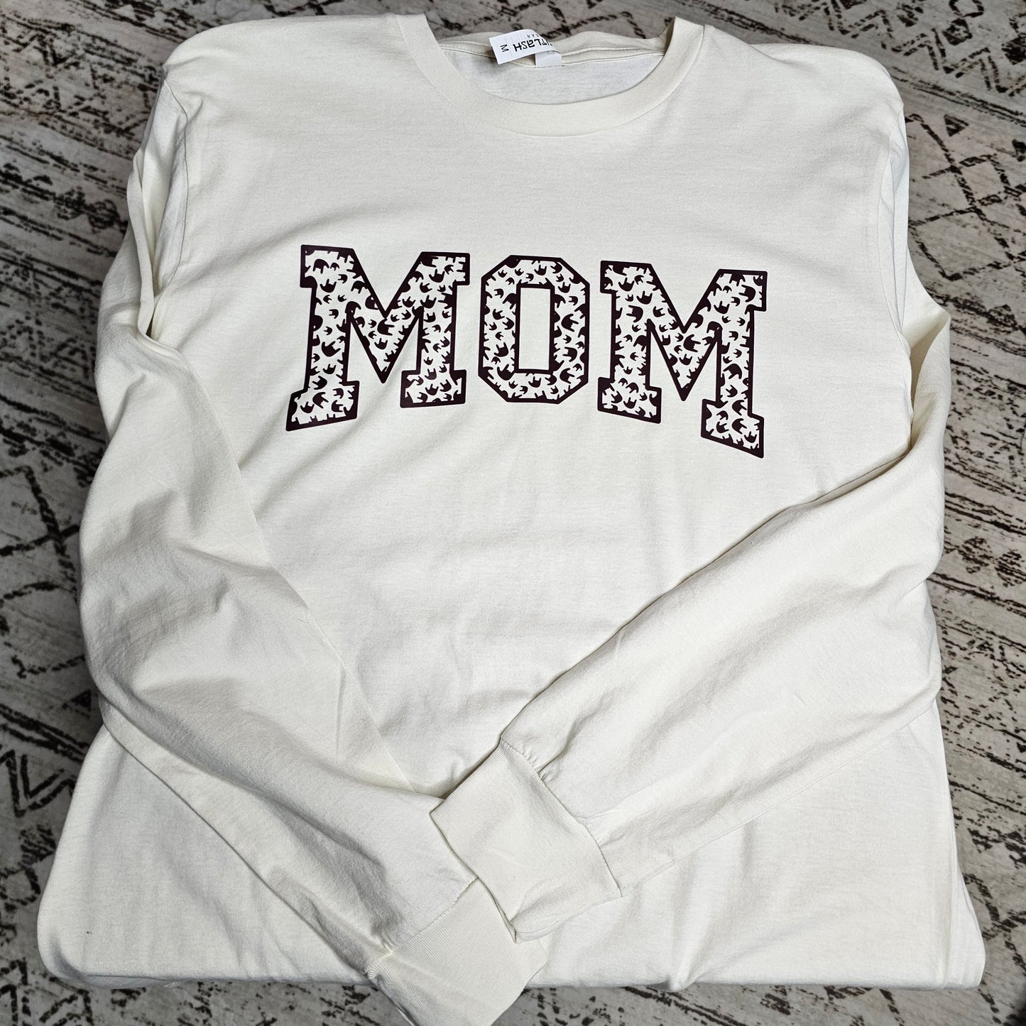 Long Sleeve Shirt - MOM w/ ILY Hand pattern (Maroon)