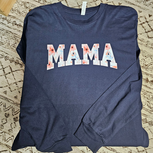 Long Sleeve Shirt - MAMA w/ watercolor flower