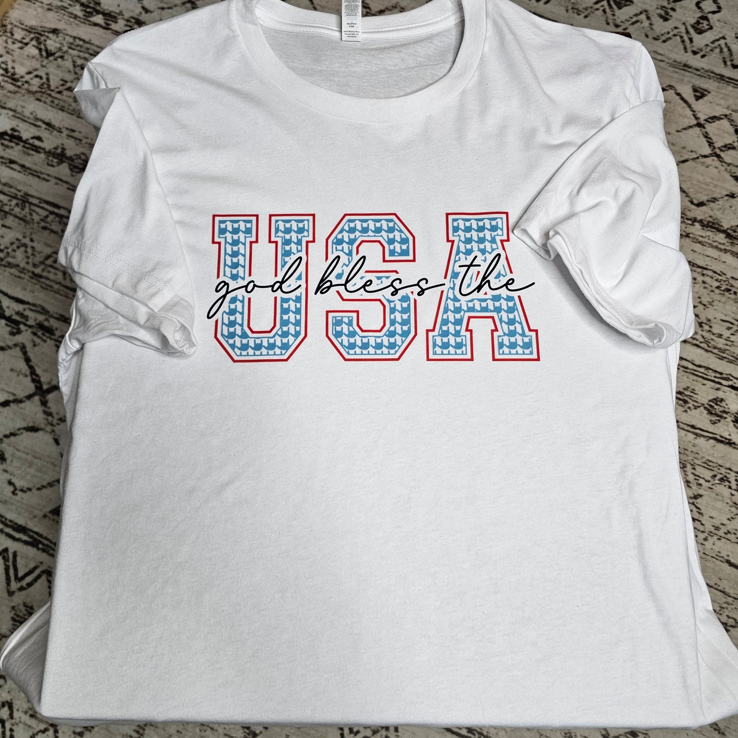 T-SHIRT - USA w ILU pattern inside (WHITE)