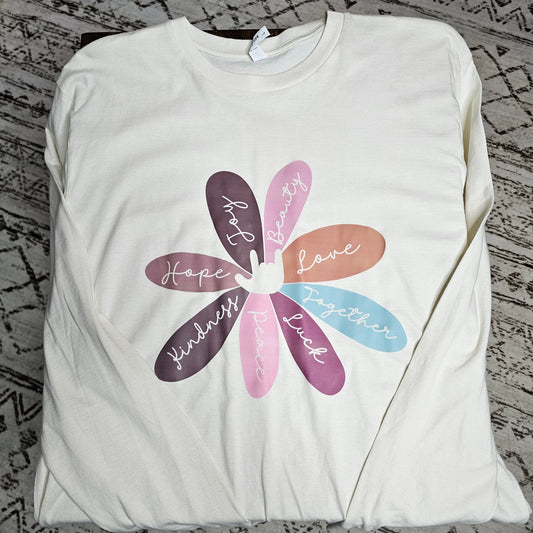 Long Sleeve Shirt - Positivity words / Daisy