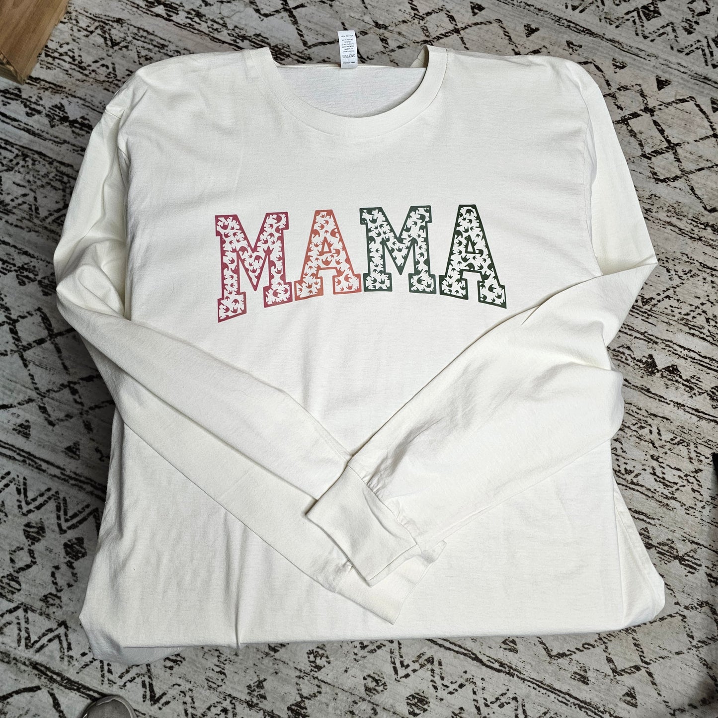Long Sleeve Shirt - MAMA w/ ILY Hand pattern