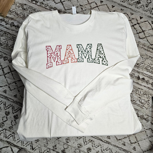 Long Sleeve Shirt - MAMA w/ ILY Hand pattern
